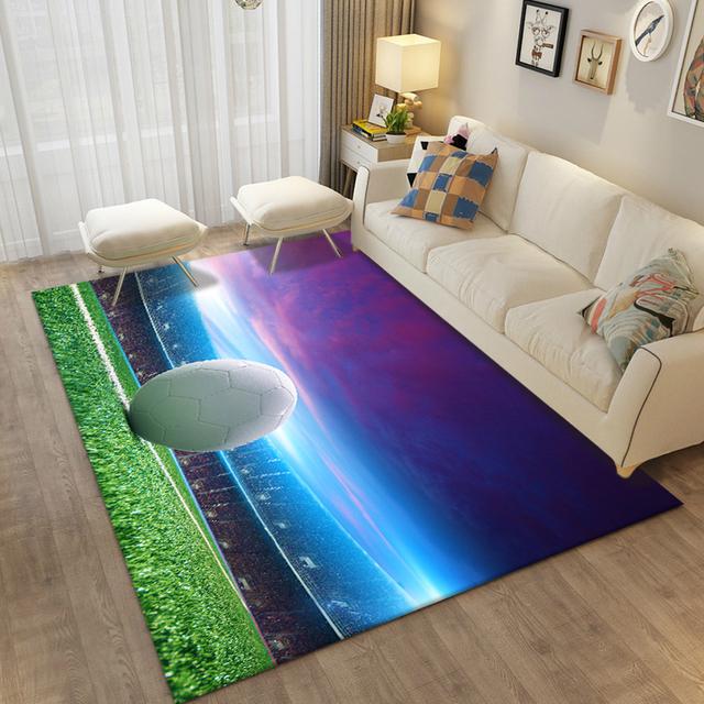 3d визуальный ковер для спальни, ковер с футбольным принтом для комнаты для мальчиков, украшение для дома, гостиной, кухонный дверной коврик, напольный коврик, игровой футбольный коврик