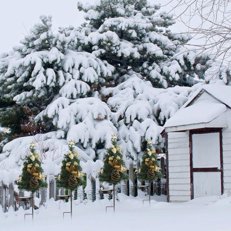 2 шт. солнечная светодиодная рождественская елочная лампа для газона IP65 водонепроницаемый для уличного двора, забора, сада