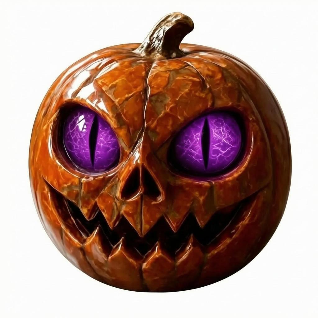 Pumpkin-Shaped Resin Figurine Compact Jack-O'-Lantern Decor Indoor Outdoor