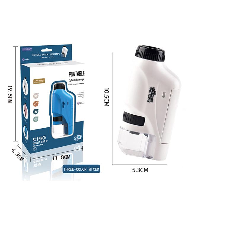 Handheld Microscope Kit 60-120x Pocket Microscope Battery Powered Handheld Mini Microscope LED Light Science Microscop