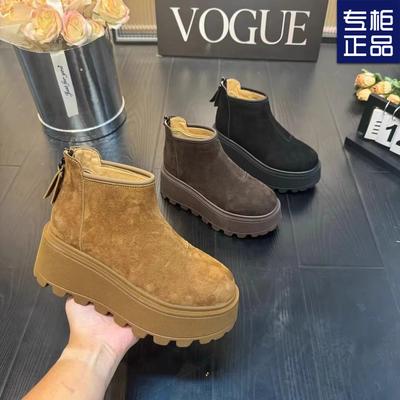 2024 зима новые бархатные модные зимние ботинки на молнии, теплые женские хлопковые ботинки на толстой подошве, универсальные повседневные женские короткие ботинки