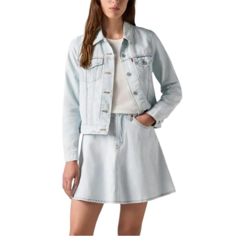 Levis Simple Solid Color Shirt Collar Single Breasted Long Sleeve Denim Jacket Women Jackets 29945-0214