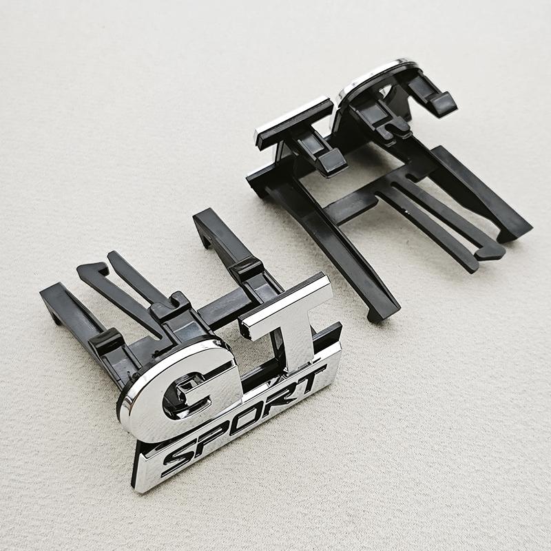 AABIO1 3D ABS Logo GT Sport Car Front Grille Badge Emblem Sticker For Volkswagen VW Polo 4 5 6 Golf MK4 - MK8 Passat Touran Accessories