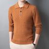 Plus Size Jacquard Top Autumn And Winter Men'S Sweater Lapel Men'S Knitted Sweater Casual Solid Color Bottom Shirt