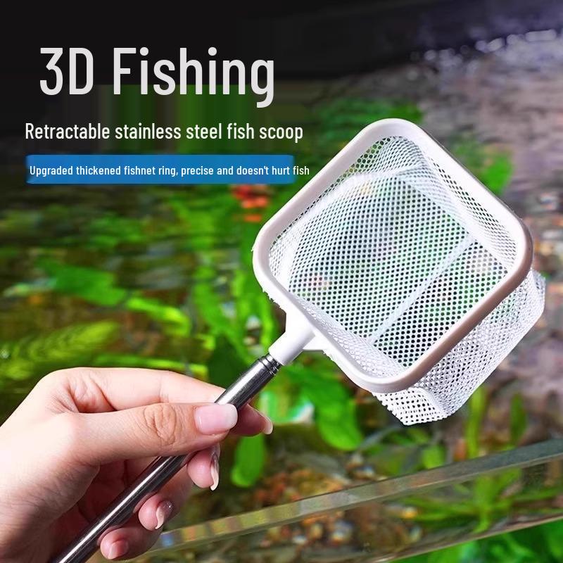 Stainless Steel Retractable Tropical Fish Net with 3D Dense Mesh for Aquarium Fishing
