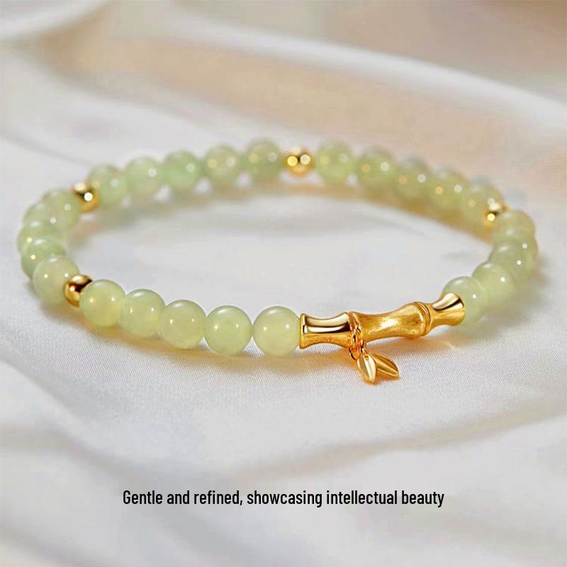 Natural Hetian Jade Bamboo Bracelet - Ancient Style Summer Design