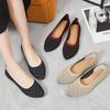 Женская обувь, новые летние тканевые туфли, туфли-лодочки на плоской подошве с острым носком и мягкой подошвой, вязаная дышащая повседневная обувь для мам