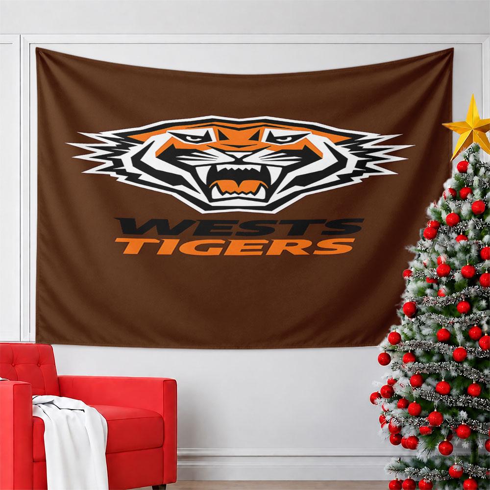 "Fierce Tiger Wests Tigers Logo Design" Pattern Wall Hanging Tapestry Decorative Tapestry Home Decor for Bedroom and Living Room