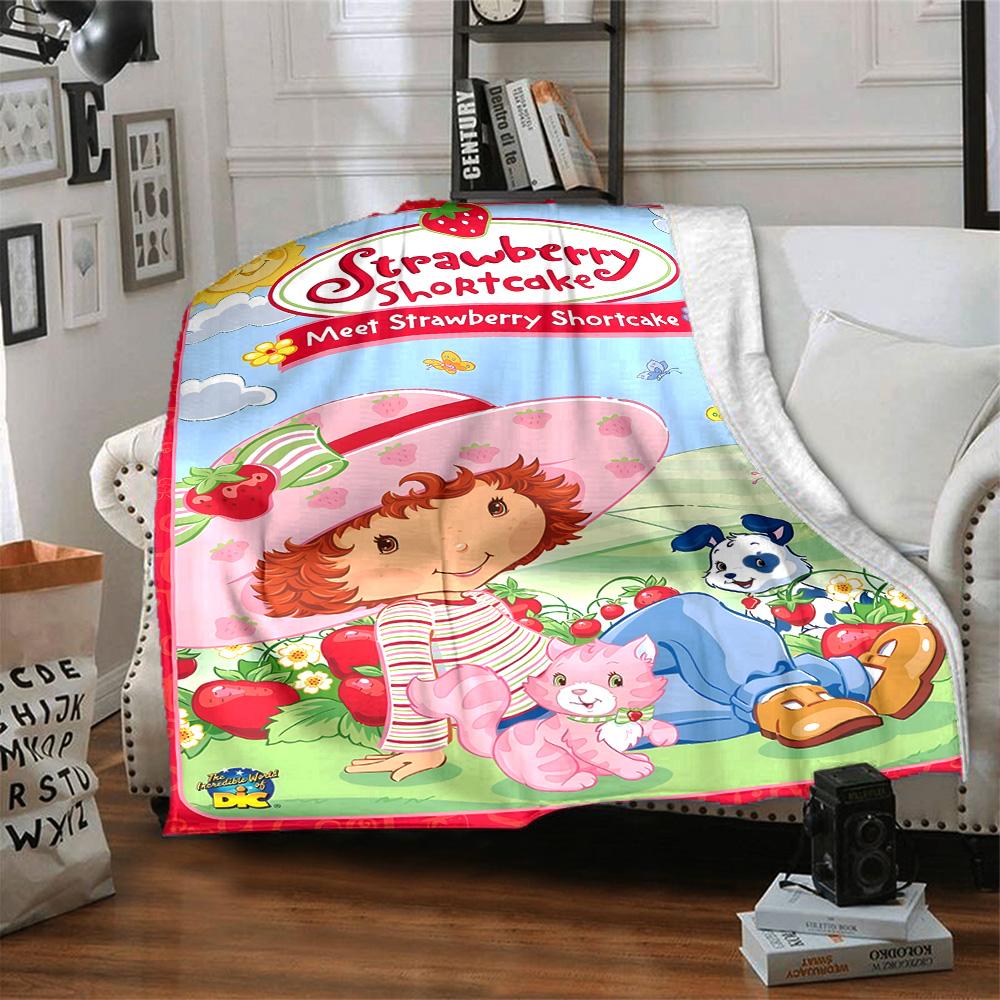 1pc Princess Strawberry14 Blanket, Gift, for Men and Women, Soft Blanket, Good for Sofa Bed Couch Travel, Lightweight Flannel Blanket