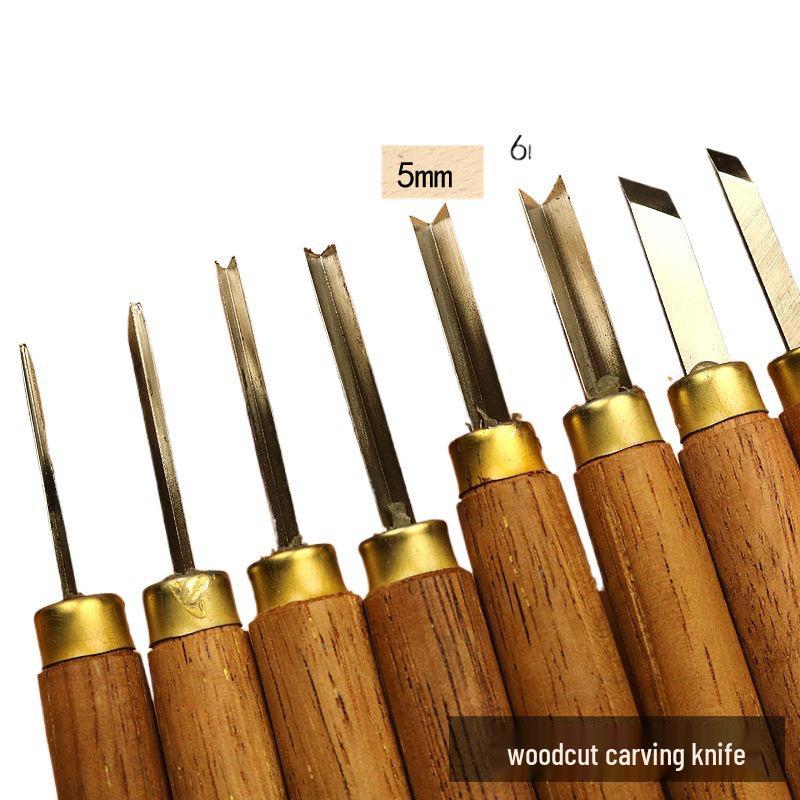 Набор ножей для резьбы по дереву: Плоские, Круглые, Скошенные Лезвия для Ручной Гравюры на Дереве