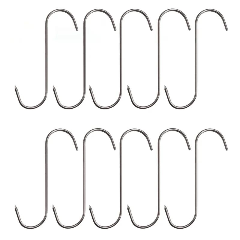 Stainless Steel S Hooks with Sharp Tip Utensil Meat Bedroom Clothes Hanger Hanging Hooks for Butcher Shop Kitchen Baking Tools