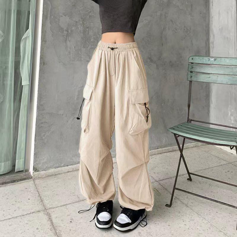 2023 Женские повседневные спортивные брюки, однотонные брюки с низкой талией, широкие мешковатые брюки на шнурке, уличная одежда больших размеров, спортивные штаны Y2k