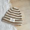 Earflap Knitted Beanie Hat Polyester Fall Winter Warm Hat Portable Striped Beanie  Girls