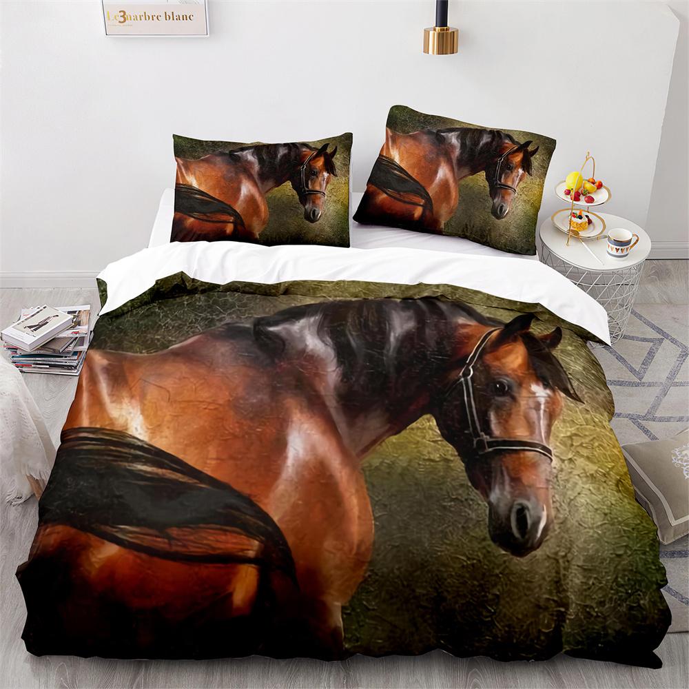Комплект постельного белья Grey Horse с рисунком животных на ферме, пододеяльник с изображением скачущих лошадей для мальчиков и девочек, детское одеяло, покрывало размера King Size