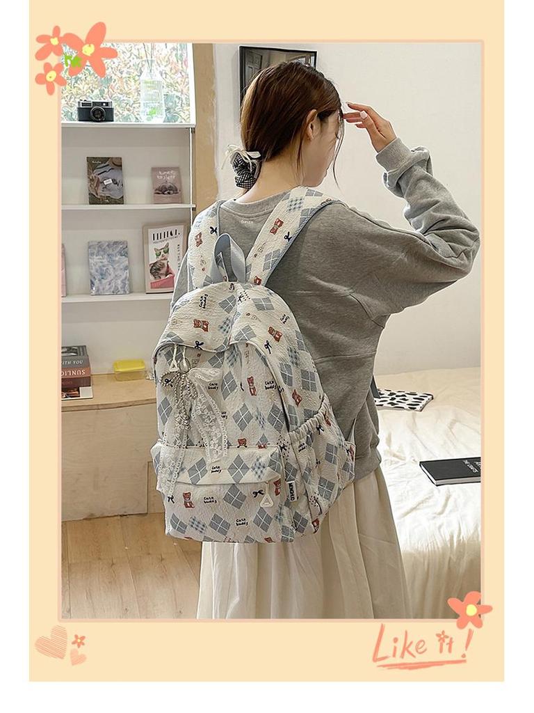 Japanese Style Women's Cute Cartoon Double Shoulder Travel Backpack - Large Capacity School Bag for Students