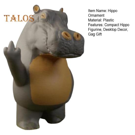 Стоящая фигурка бегемота, 3D-печатная настольная статуэтка бегемота, украшение на средний палец, статуэтка бегемота для книжной полки, автомобиля, спальни, подарок