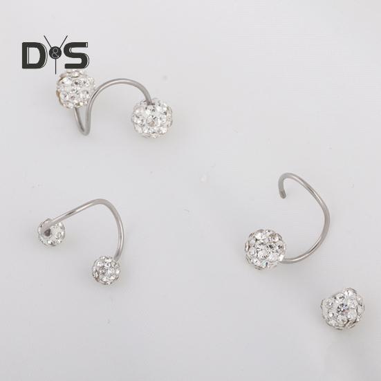1 шт. серьги для пирсинга, искусственные кристаллы, серьги-гвоздики для козелка, легко чистящиеся серьги-гвоздики для хряща ушной раковины, губы