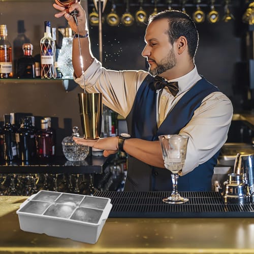 YOUSHY Ice Trays, Food-Grade Silicone with Lids, Ice Cube Maker, Large Ice, 5cm Square Ice Tray (Gray, Set of 2)