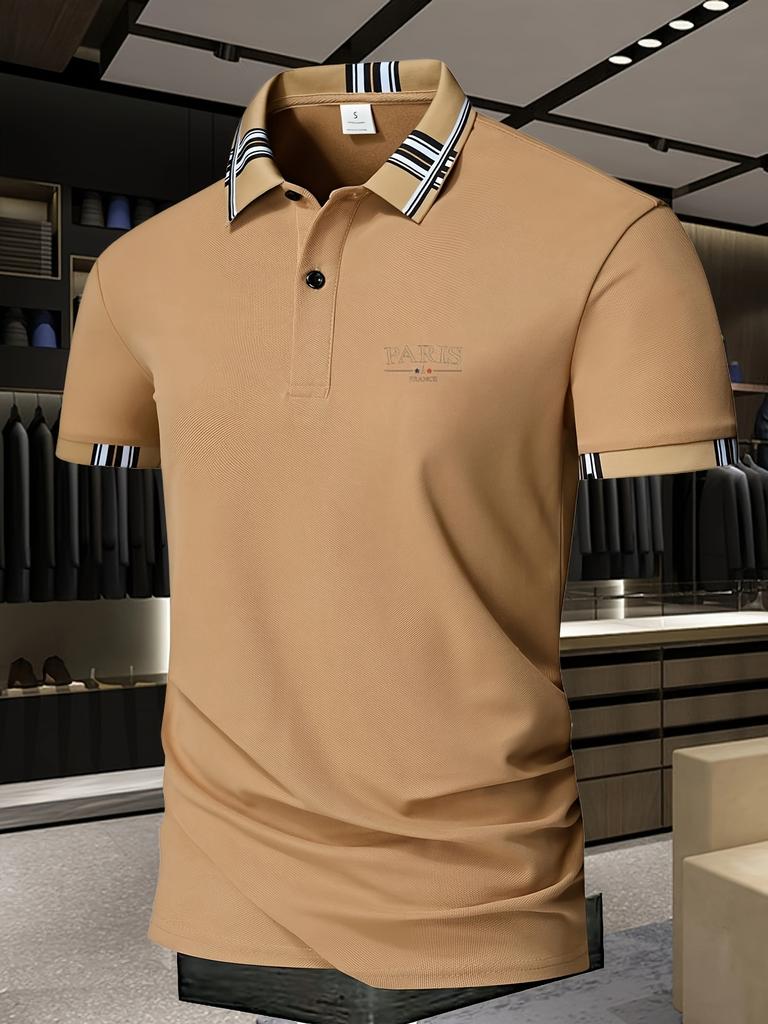 Men's Polo Shirt - Golf T Shirts Casual Short Sleeve Button Collar for Summer Outdoor Activities, Comfortably Fitted