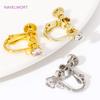 Клипсы для сережек с круглой головкой, покрытые 14K/18K золотом, с цирконами, без прокола, для изготовления сережек своими руками, фурнитура