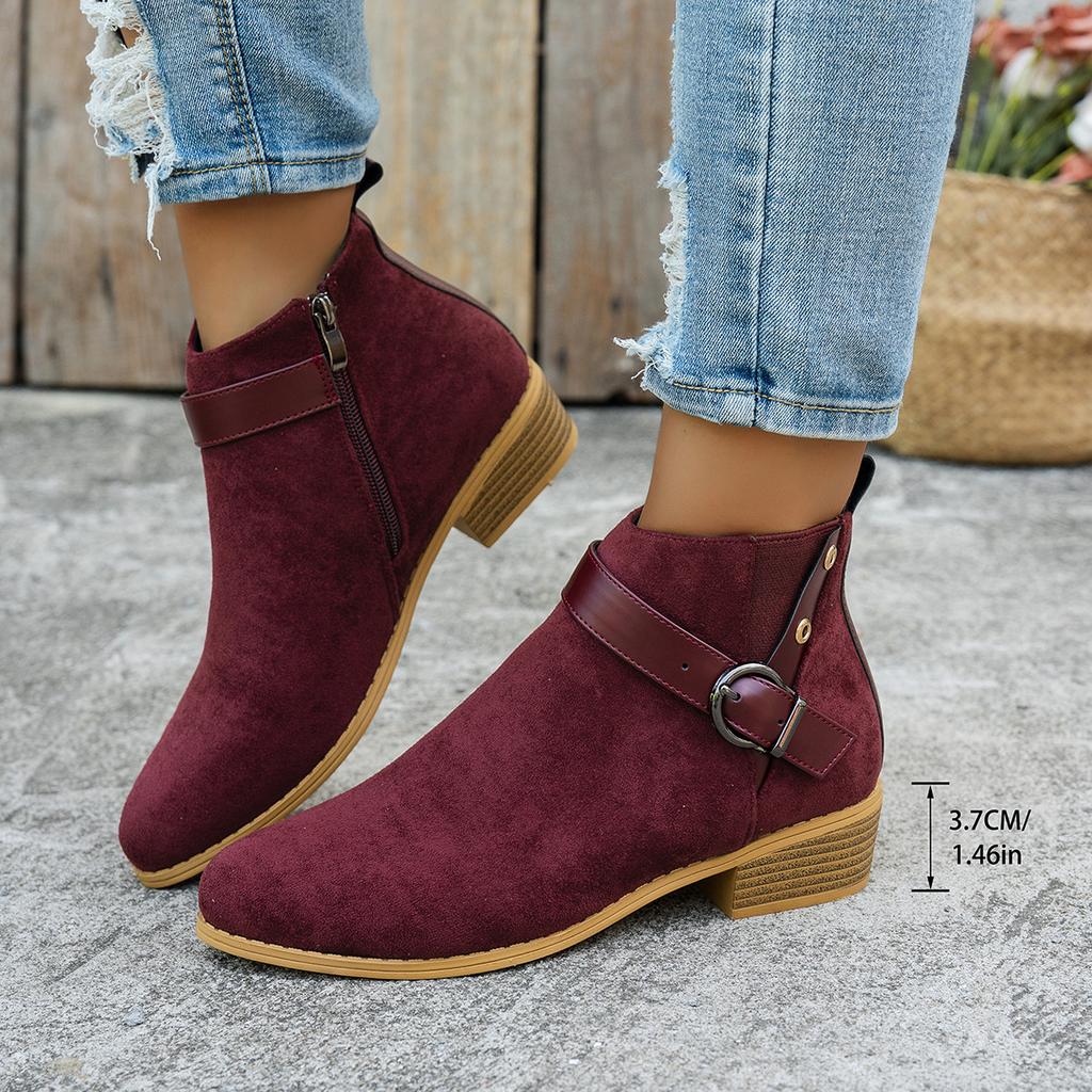 Shoes for Women Plus Size 36-43 Autumn Winter Platform Buckle Strap Pointed Toe Non-slip Ankle Boots Warm Fashion Ankle Bootie