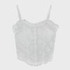 Lace-Patterned Camisole with Chest Pads & Pleated Pearls - Sexy Backless Top