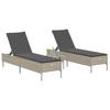 VidaXL Ensemble de chaises longues avec coussins 3pcs gris clair rotin, transat, lit de repos de jardin, meuble d'extérieur, 3284268
