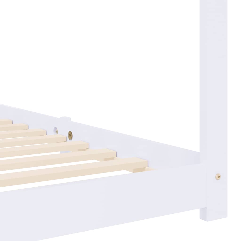 Kids Bed Frame White Solid Pine Wood 80 x 160 cm