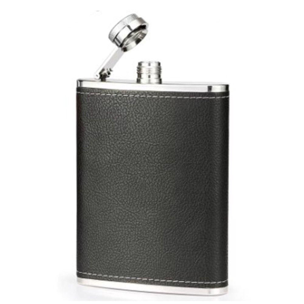 Stainless Steel Leather Texture Hip Flask with Funnel and Cups Whiskey Flasks Flagon  Outdoor