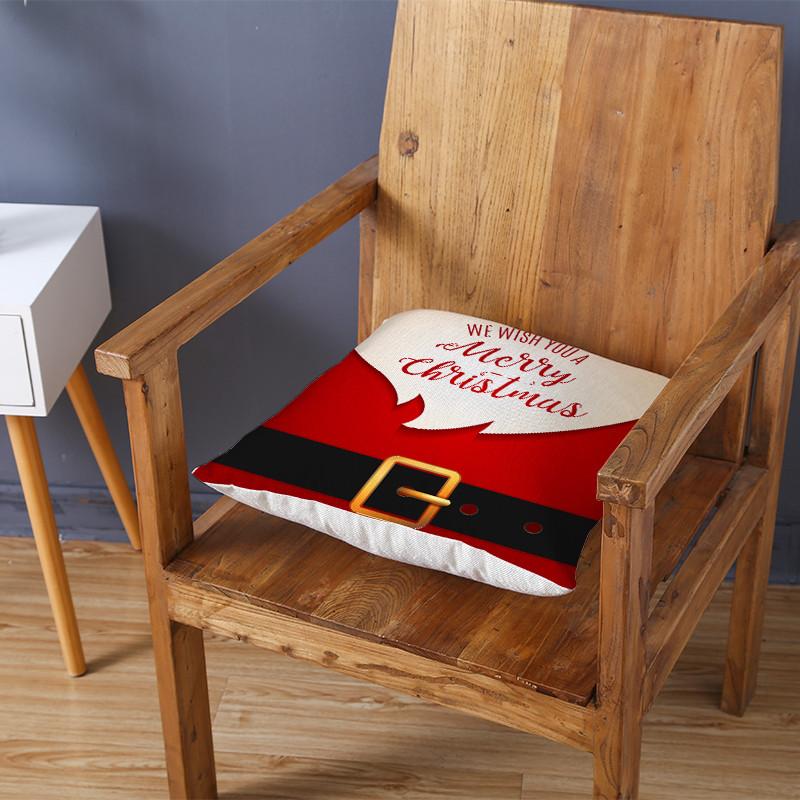 Merry Christmas Gift Decoration Pillowcase Red Print Cushion Cover Home Sofa Festive Short Plush Material