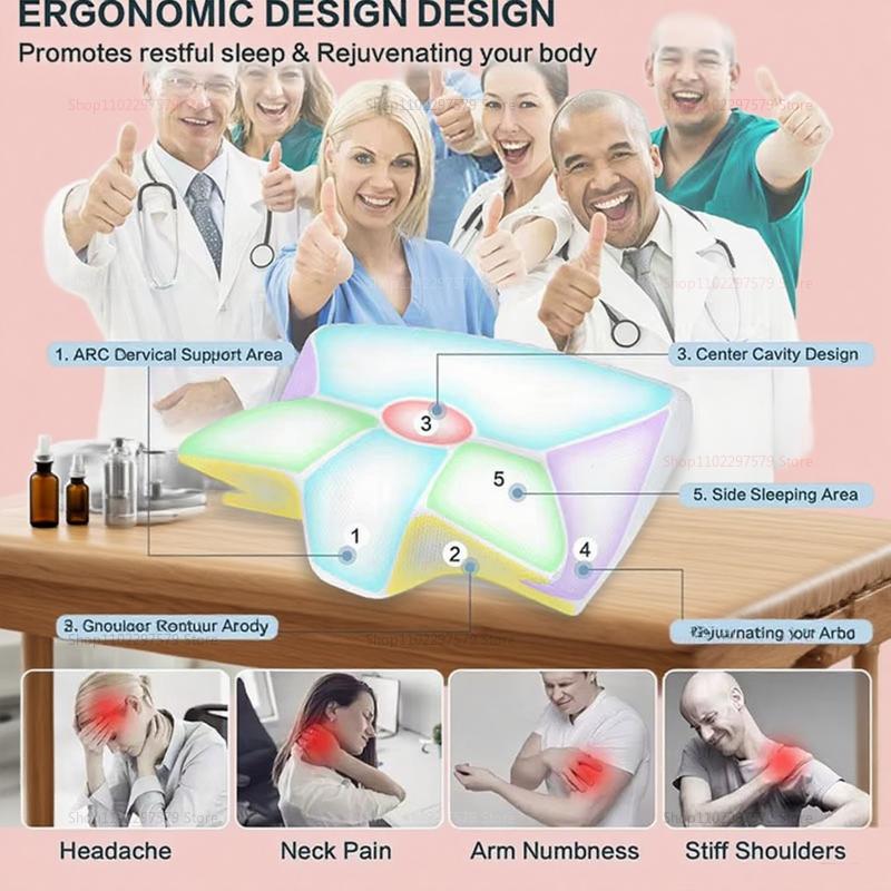 Подушка для поддержки шеи из пены с эффектом памяти, подушка для облегчения боли в шее для комфорта шеи и плеч, эргономичная шейная подушка для сна
