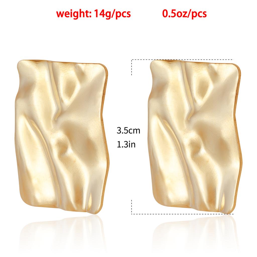 Трансграничные украшения Ins Плиссированные геометрические квадратные глянцевые серьги, Преувеличенные легкая роскошь, Высококлассные серьги-пусеты