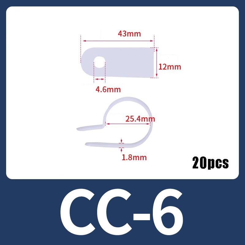 20-50PCS White/Black R-Type Nylon Cable Clamp Plastic P Clips Nylon Fasteners Cable Mounting Fix Hardware Electrical Fittings