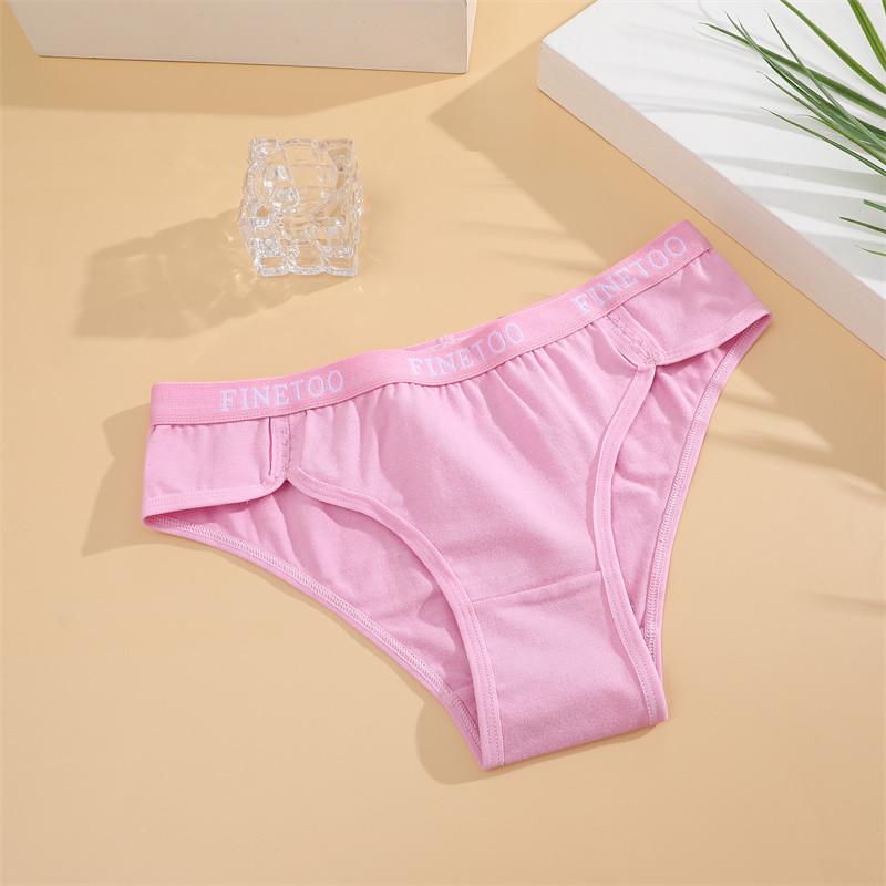 FINETOO Cotton Panty For Women Mid Waist Underwear Breathable Solid Color Lingerie