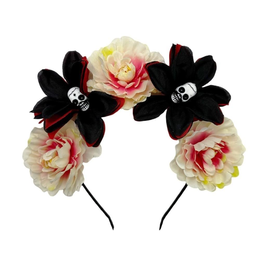 Преувеличенная повязка на голову с черепом, Хэллоуинский декор, готическая цветочная повязка для волос, Хэллоуинский обруч для волос, Вечеринка