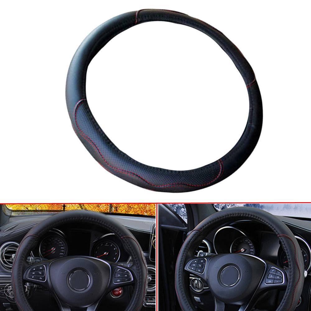 PU Leather Car-styling Steering Wheel Cover Good Grip Car Accessories 15" 37-38CM Anti Slip Breathable Universal Auto Accessorie
