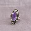 Кольцо с овальным драгоценным камнем с аметистом, твердое кольцо из стерлингового серебра 925 пробы, ювелирные изделия ручной работы, женское кольцо, подарок для нее