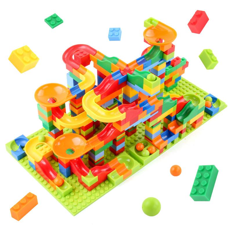 Children'S Track Building Block Toys, Large Particles 336Pcs Variety Slide Park Diy Assembled Building Block Balls