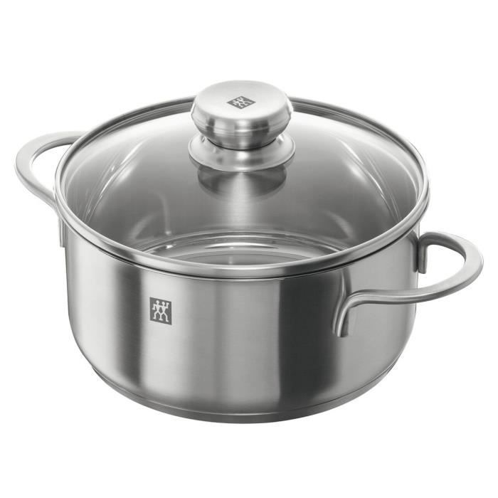 Ensemble de Casseroles - ZWILLING - Twin Nova - Acier Inoxydable - 5 Pièces - Couvercle en Verre