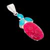 Kashmir Red Ruby, Emerald Gemstone 925 Sterling Silver Jewelry Pendant 2.76" AH-5215