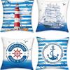Sailor Nautical Printed Pillow Case New White Hemp Pillow Case Cushion Sofa Set Decoration