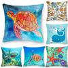 Square Cushion Cover Pillow Office Sofa Turtle Coral Shell Double-sided Animal Ocean World