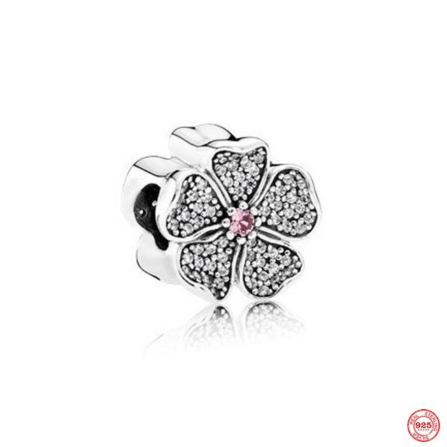 Новый розовый кулон в форме бабочки с цветком, подвеска из бисера, модный оригинальный браслет из стерлингового серебра 925 пробы для женщин, ювелирные изделия своими руками, подарок