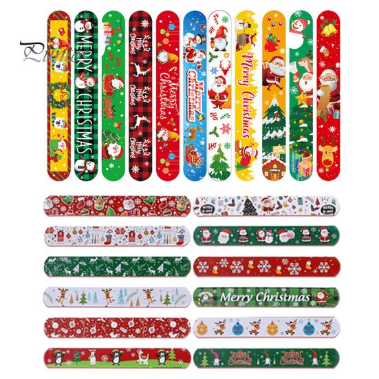 12/24/48 шт., рождественские браслеты с рисунком Санта-Клауса и оленей, круглые браслеты с хлопком для детей и взрослых