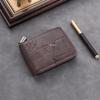 Men's Retro Leather Card Holder & Coin Purse - Zipper, Patchwork, Anti-theft, Driver's License Holder