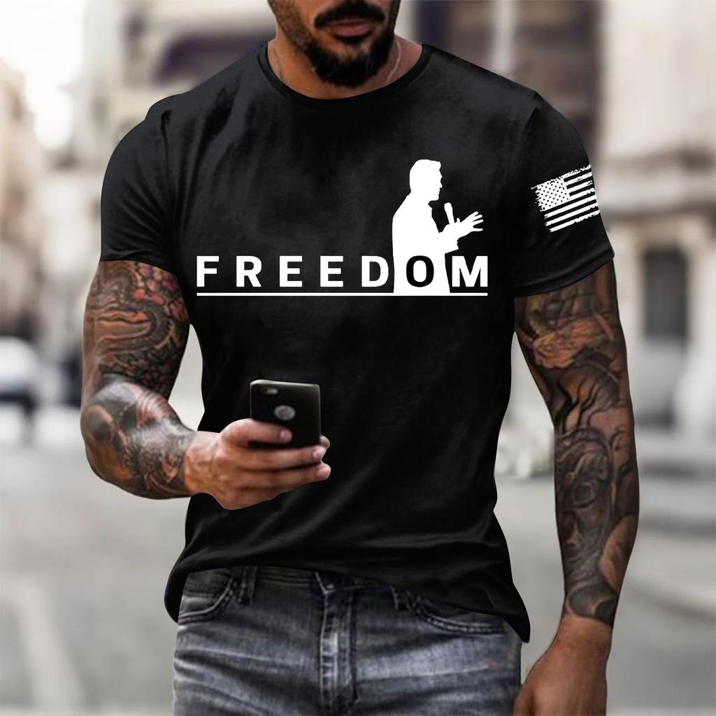 Мужская футболка с коротким рукавом с принтом Мужская свободная повседневная футболка с коротким рукавом