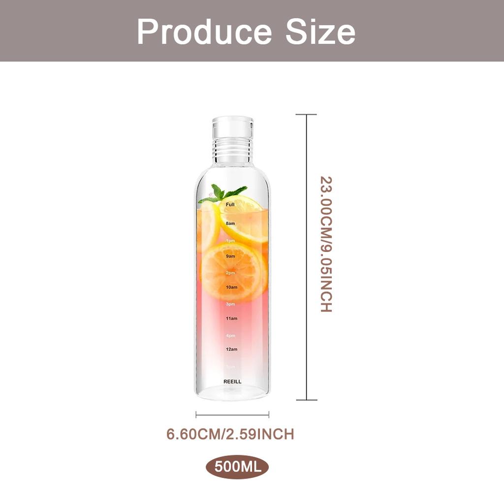 500ml Water Bottle With Time Marker Large Capacity Sports Water Bottle Plastic Clear Milk Juice Bottle Birthday Gift