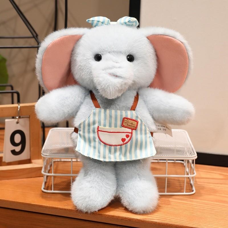 Plush Sheep Elephant Toys With Striped Apron And Bow Decoration For Gift Kids