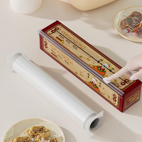 Магнитный настенный держатель для пищевой пленки, резка ножницами, легкая установка, кухонная упаковка для сохранения продуктов