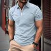 Мужская повседневная рубашка-поло с короткими рукавами и жаккардовыми лацканами на молнии